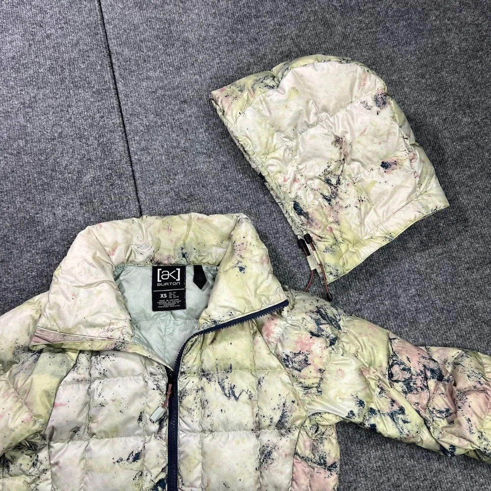 Burton ak Baker Down‎ Jacket Women's XS Green Pink Tie Dye Puffer Hooded 10014